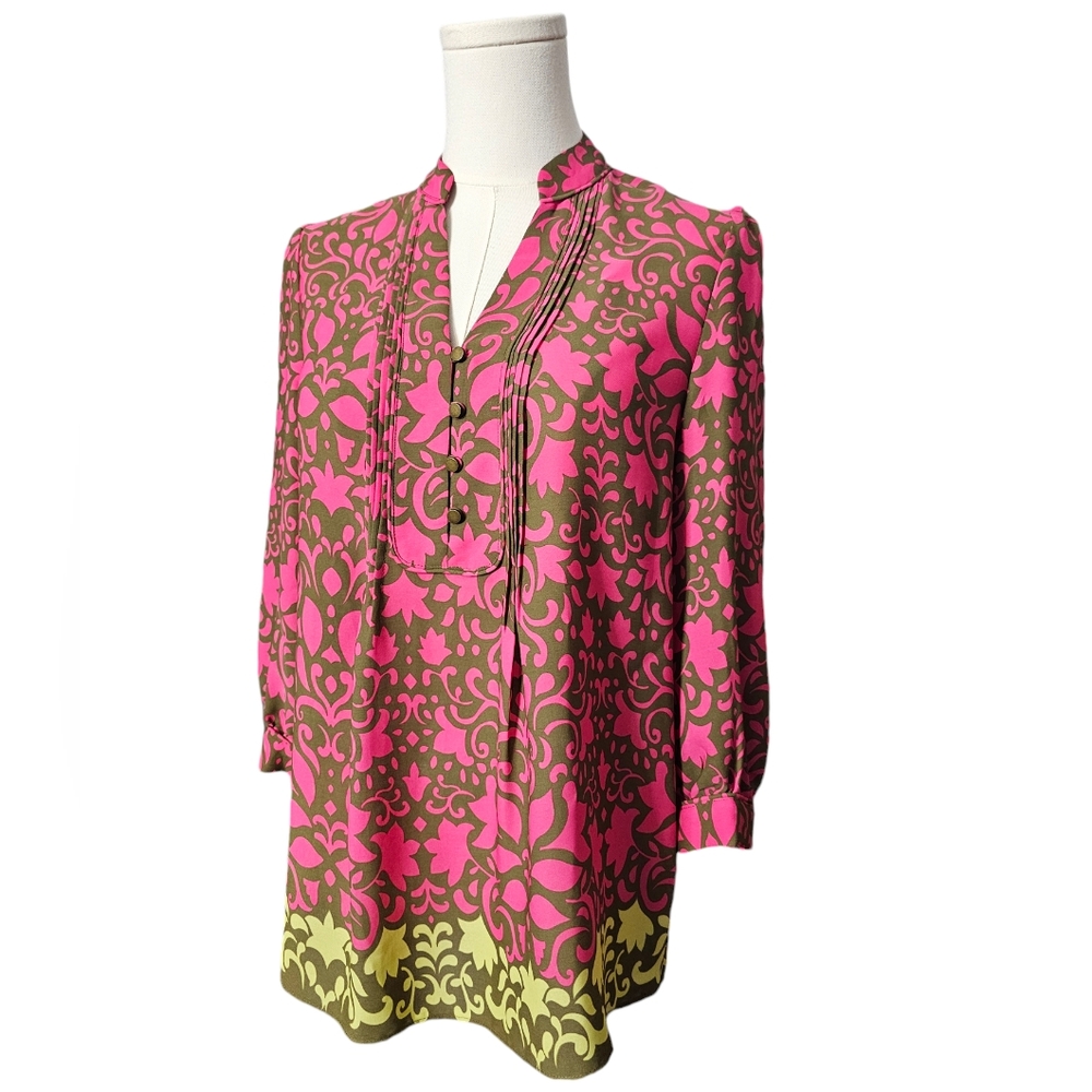 NWOT Banana Republic Fuchsia Olive Two Tone Floral Blouse